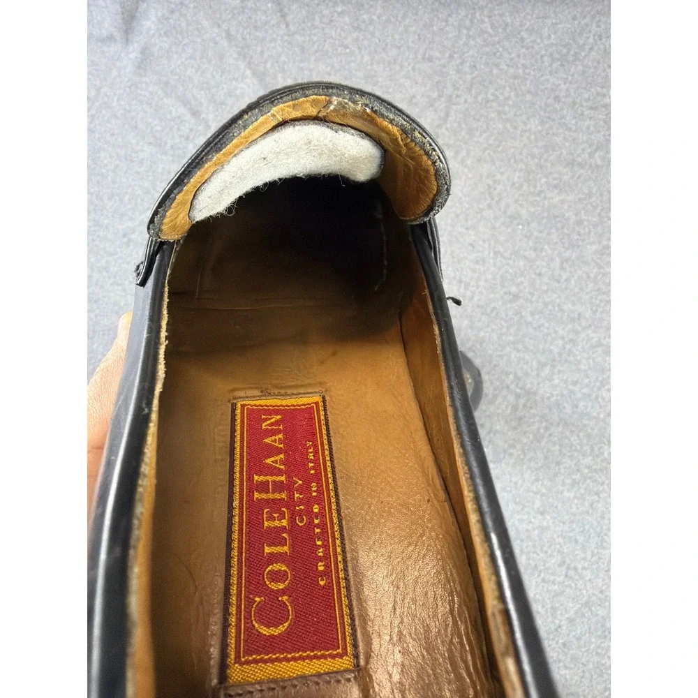 Cole Haan Penny Loafer Mens 9 B Black‎ Leather Grand Os Made In Italy Dress Shoe
